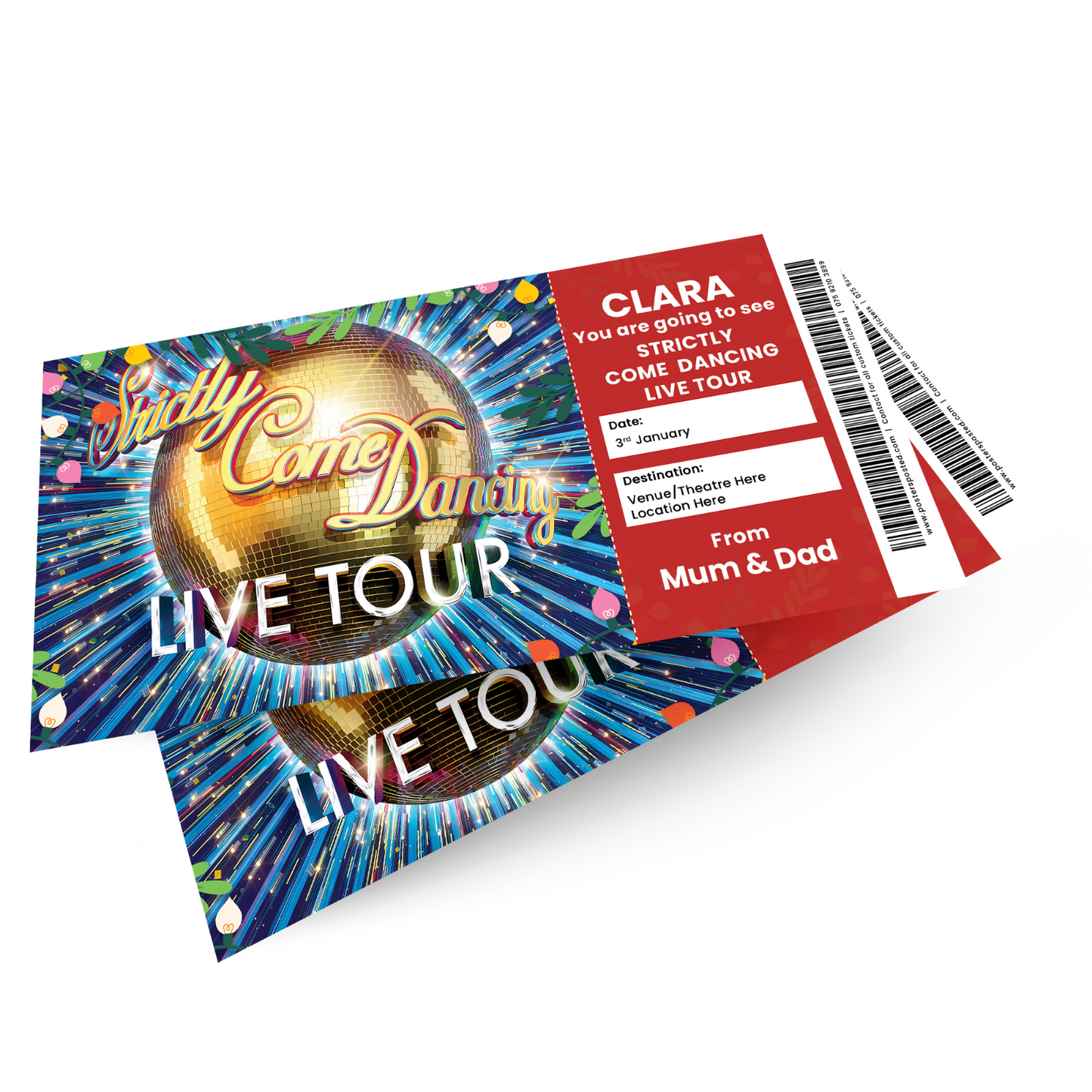 Strictly Come Dancing Live Christmas Ticket Personalised Xmas Ticket Christmas