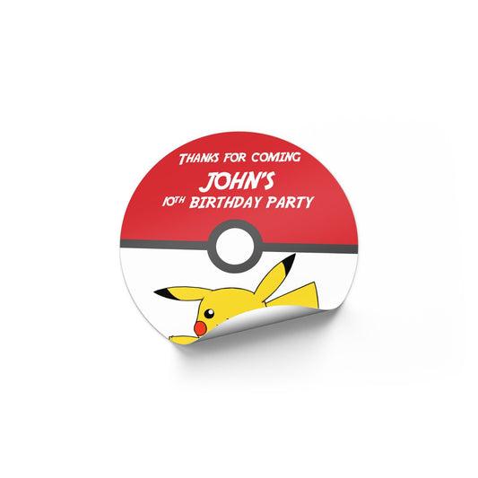 Pokemon Birthday Stickers Personalised Wall Stickers Seals Party Bag Gift