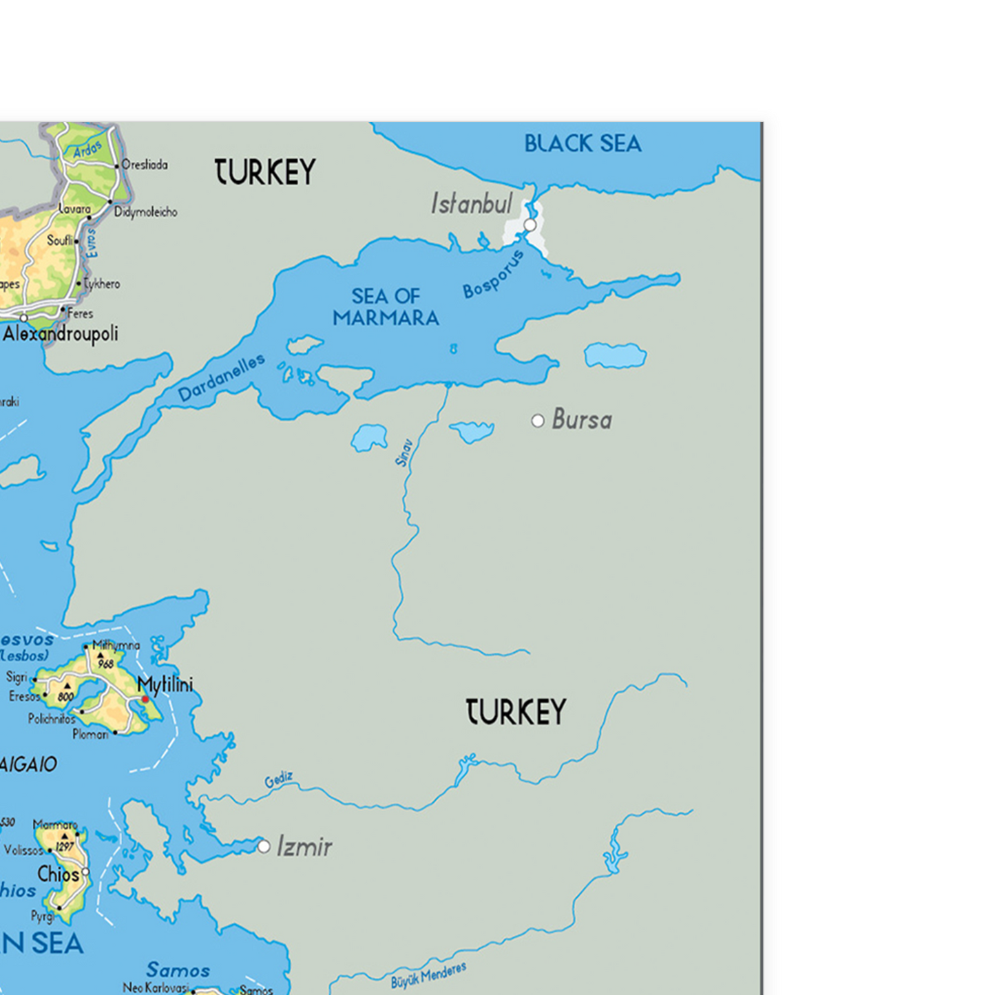 Map of Greece Poster Print Wall Art Home Decor A5 A4 A3 Educational Print