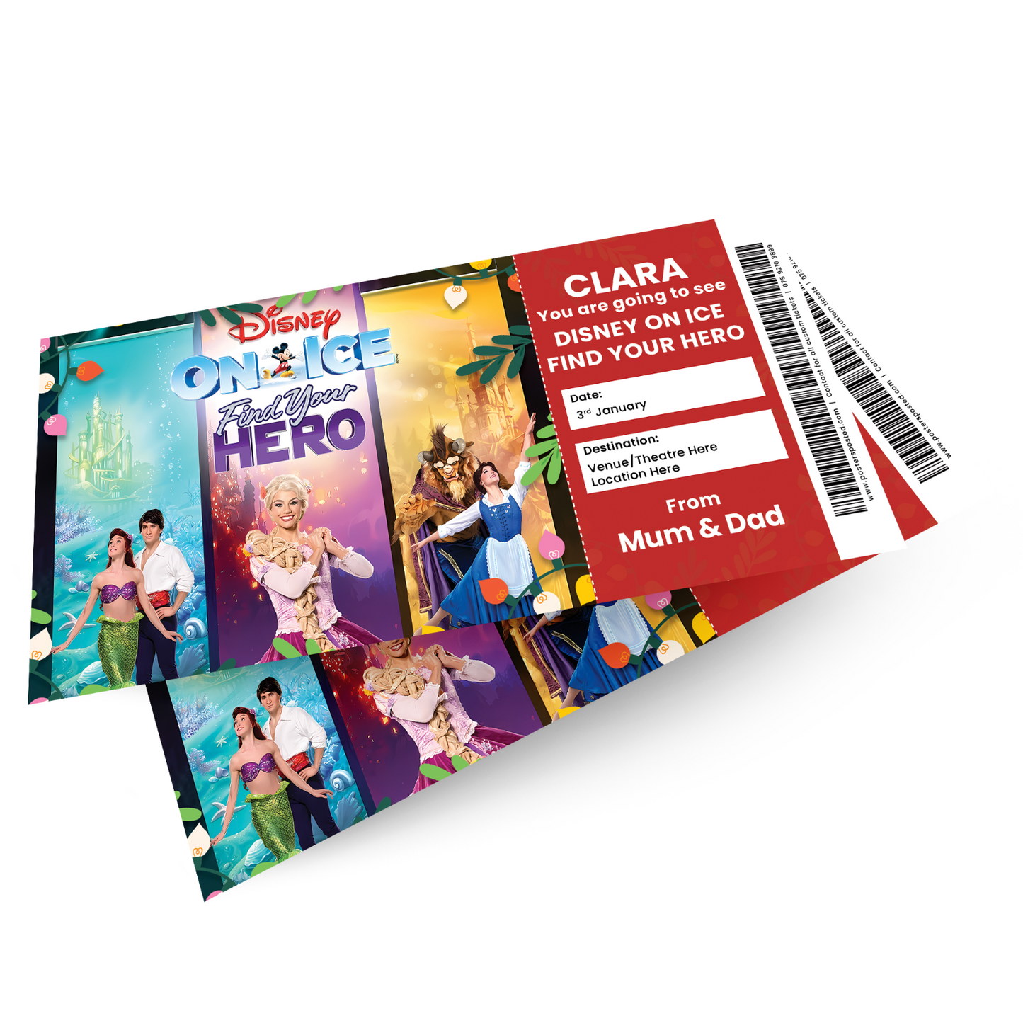 Disney on Ice Ticket Gift Musical Show Personalised Birthday/Christmas present