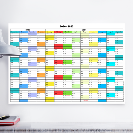 2026-2027 Academic Wall Planner Mid Year Calendar For Home Office Full Year