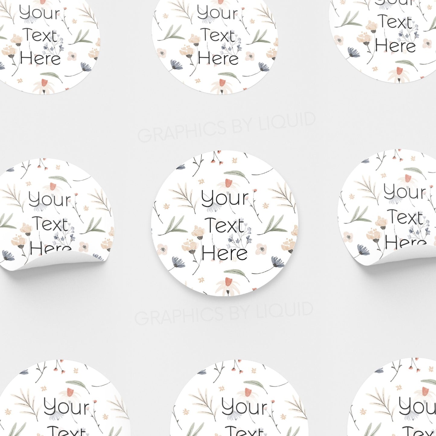 Personalised Name LOGO Printed Labels Seal Company Floral Wedding Round Stickers