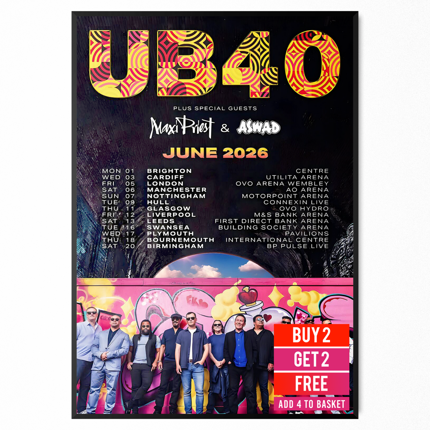 UB40 Poster 2026 UK Tour 2026 Concert Poster For UB40s Fans Concert A5 A4 A3