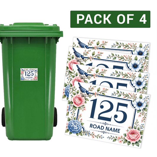 Wheelie Bin Stickers House Personalised Address Number for Dust Bins Vinyl Sign