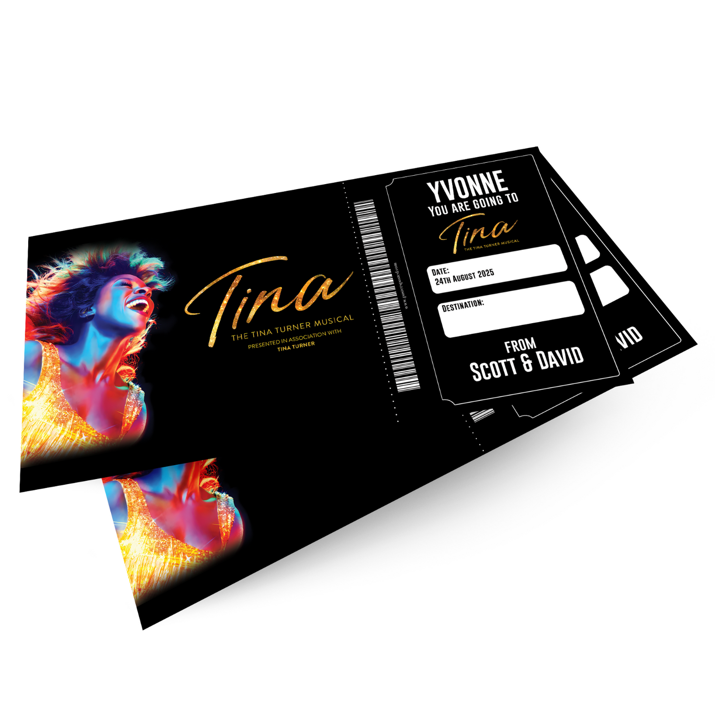 Tina Tuner The Musical Theatre Musical Ticket Personalised Christmas Xmas Ticket