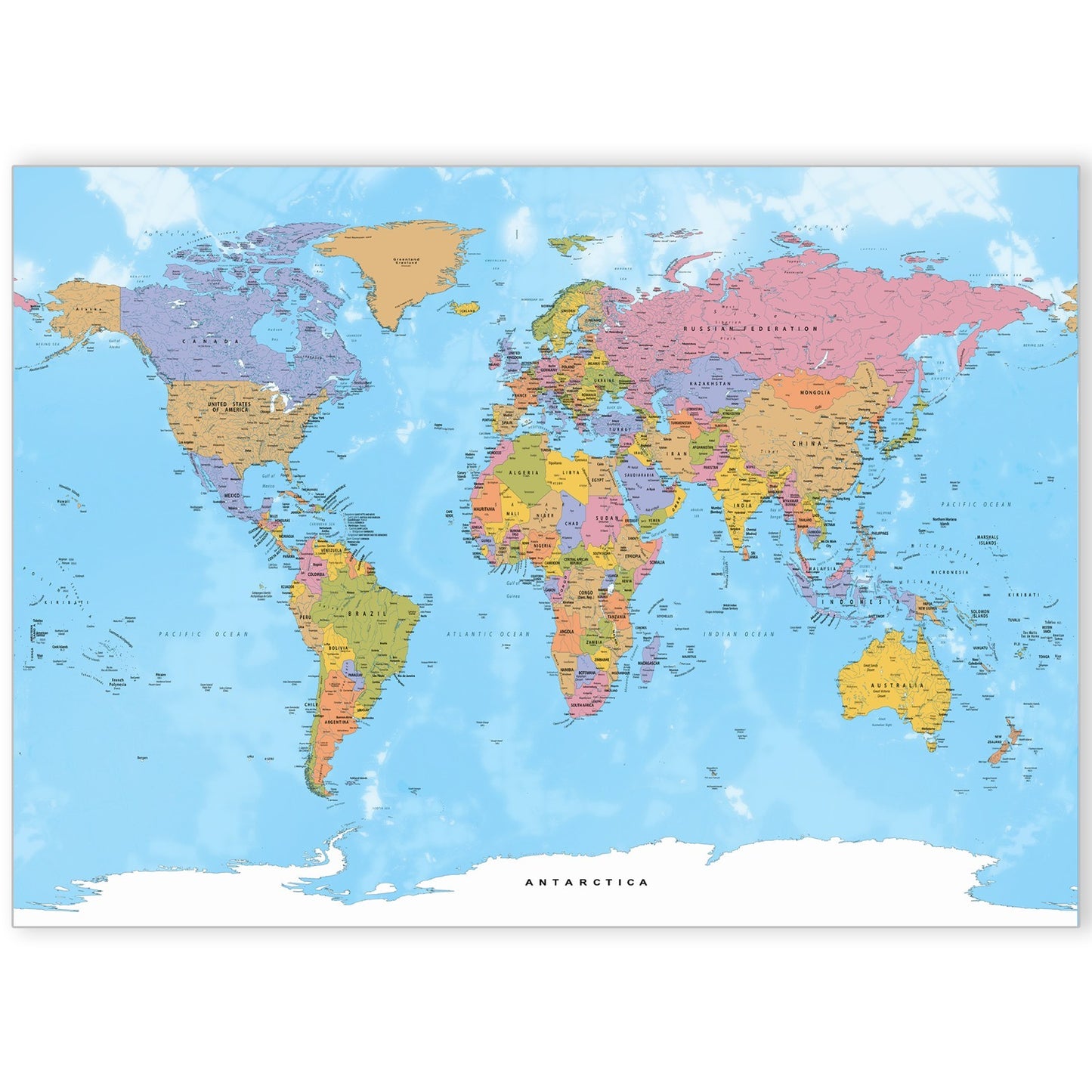 WORLD MAP POSTER EDUCATIONAL SCHOOL WALL ART ATLAS MAP GEOGRAPHY PRINT A5-A3