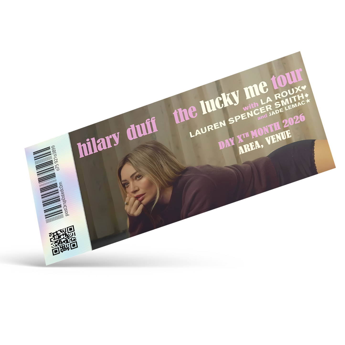 Hilary Duff Ticket The Lucky Me Tour 2026 Surprise Gift Reveal Replica Stub