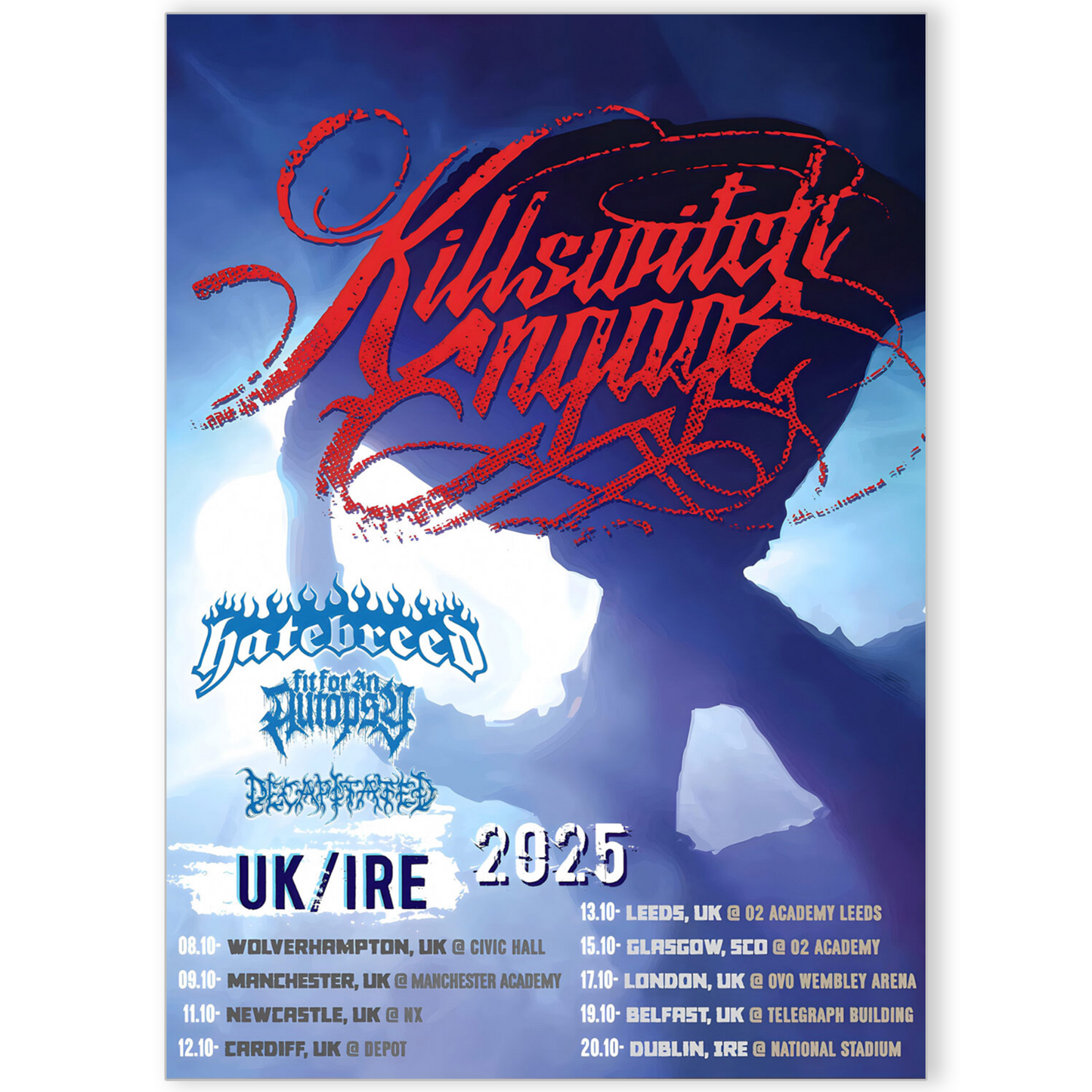 Killswitch Engage 2025 Tour Poster Print UK/Ireland Tour 2025 Poster A5-A3