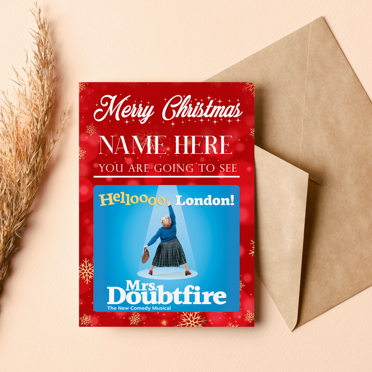 You're Going To See Mrs Doubtfire The Musical! Personalised Christmas Xmas Card