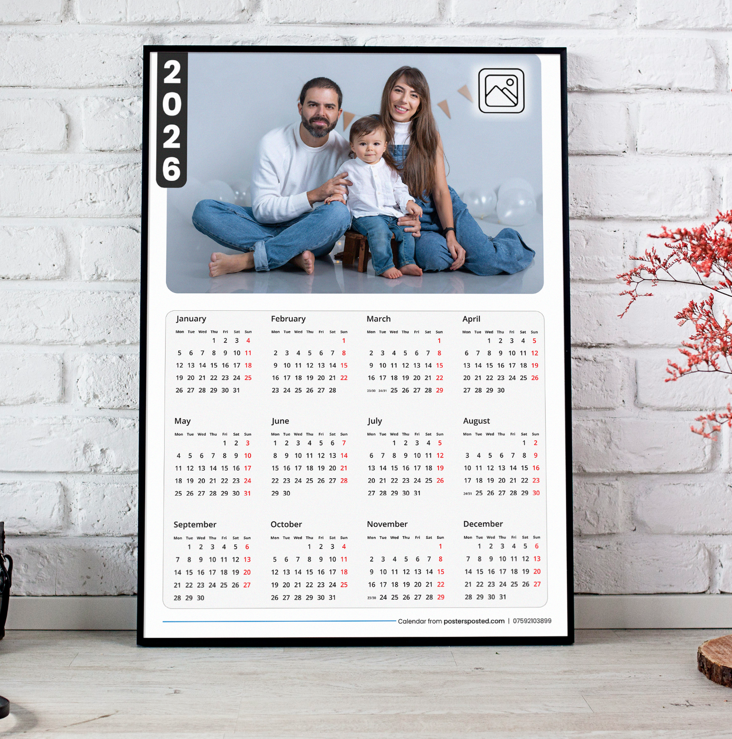 2026 Personalised Year Planner Calendar For Home Office A5-A3 Sizes