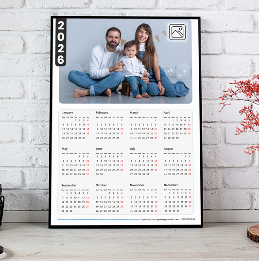 2026 Personalised Year Planner Calendar For Home Office A5-A3 Sizes