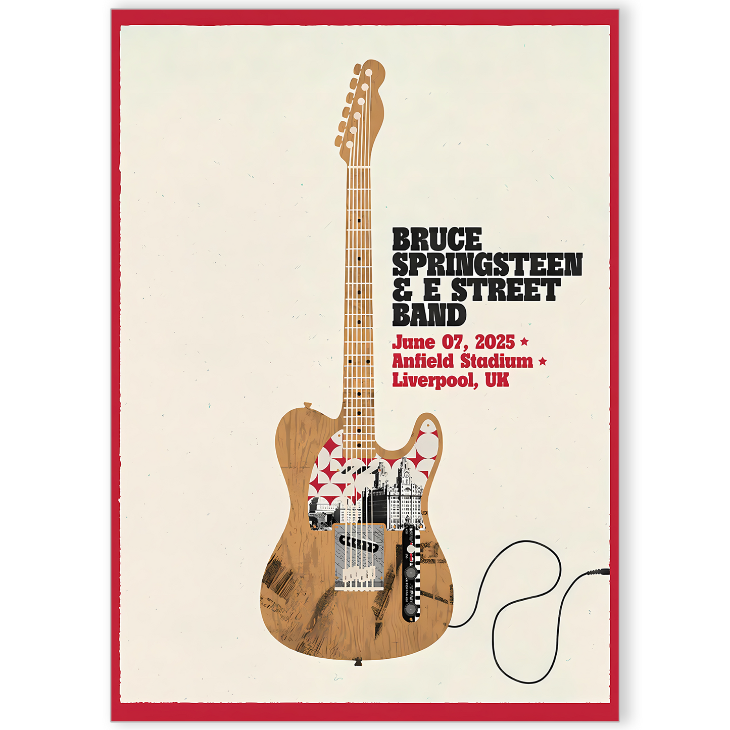 Bruce Springsteen Concert Poster Liverpool Anfield 7 Jun For The Boss A5-A3