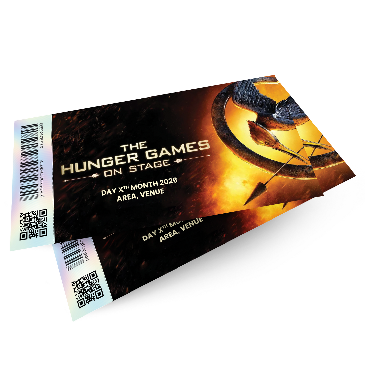 The Hunger Games Mock Ticket Theatre  Personalised Gift Reveal Souvenir
