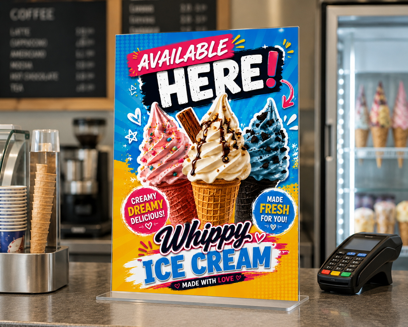 Ice Cream Sold Here Mr Whippy Adhesive Print Vinyl window Wall sticker Sign