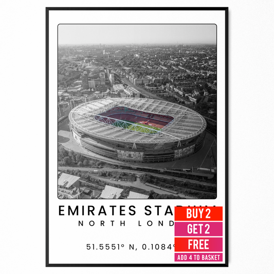 Arsenal Football Poster Emirates Stadium Wall Art Print For Arsenal Fans A5-A3