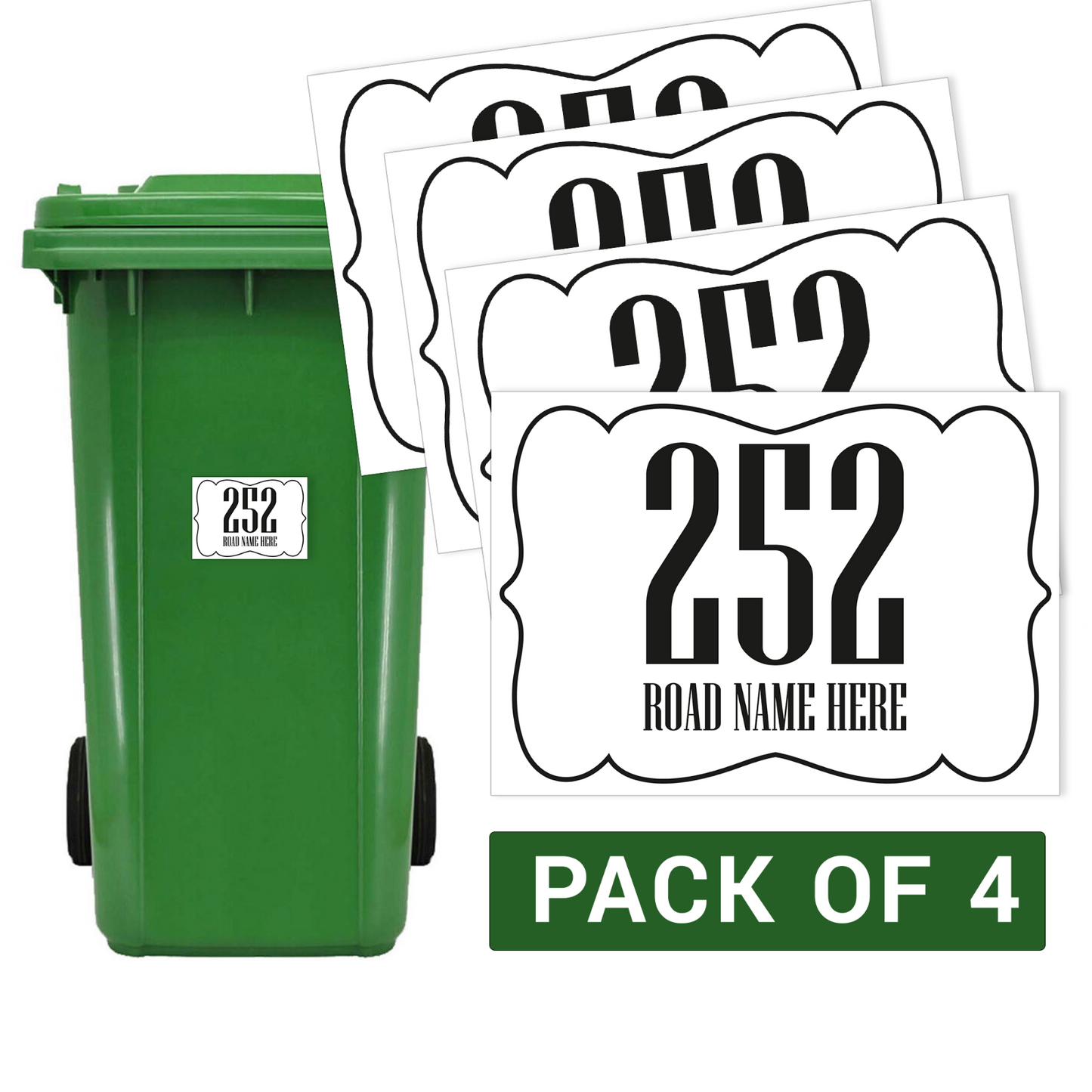 Wheelie Bin Numbers Personalised Waterproof Bin stickers Labels House Street