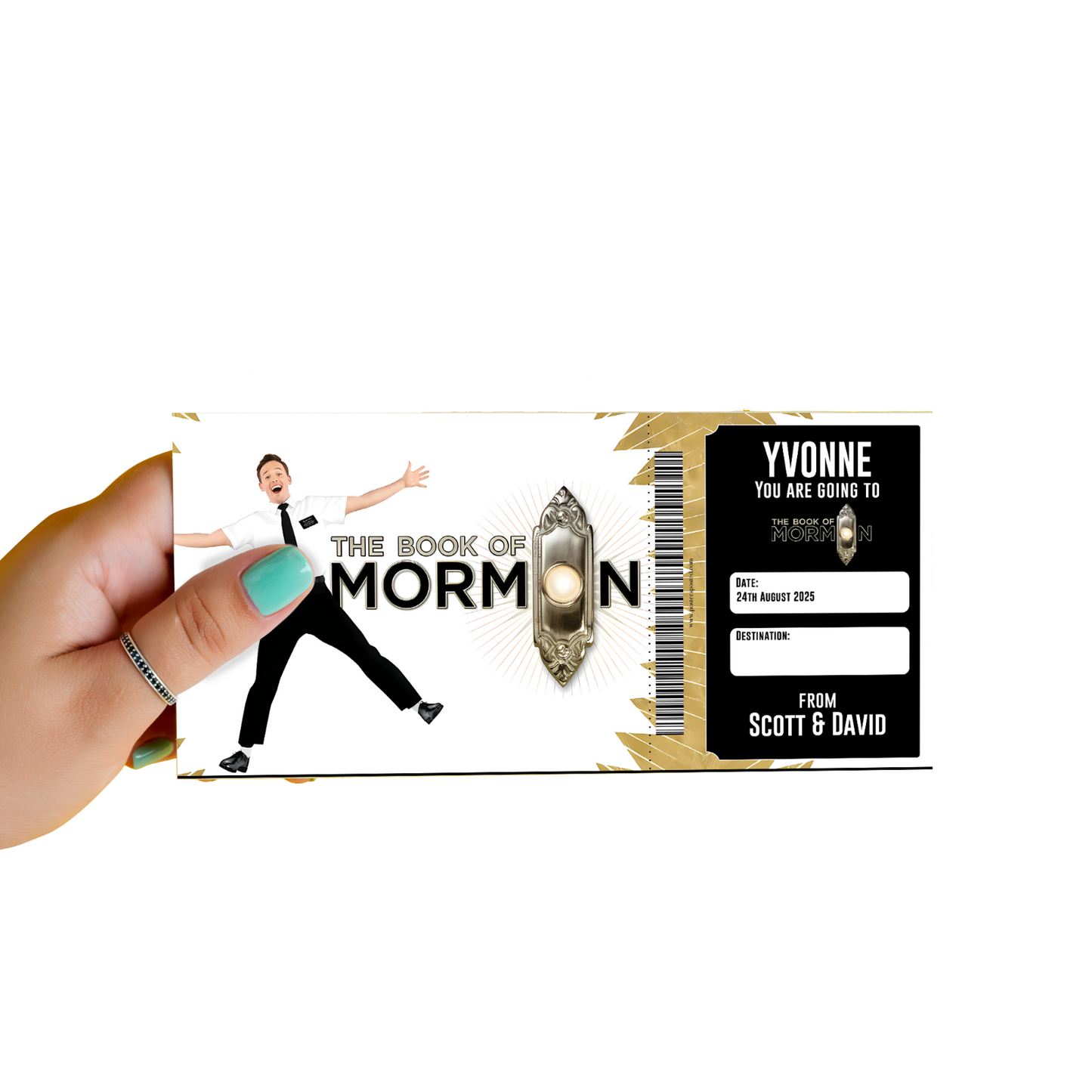 The Book Of Mormon Mock  Ticket Personalised Musical Theatre Reveal 2026