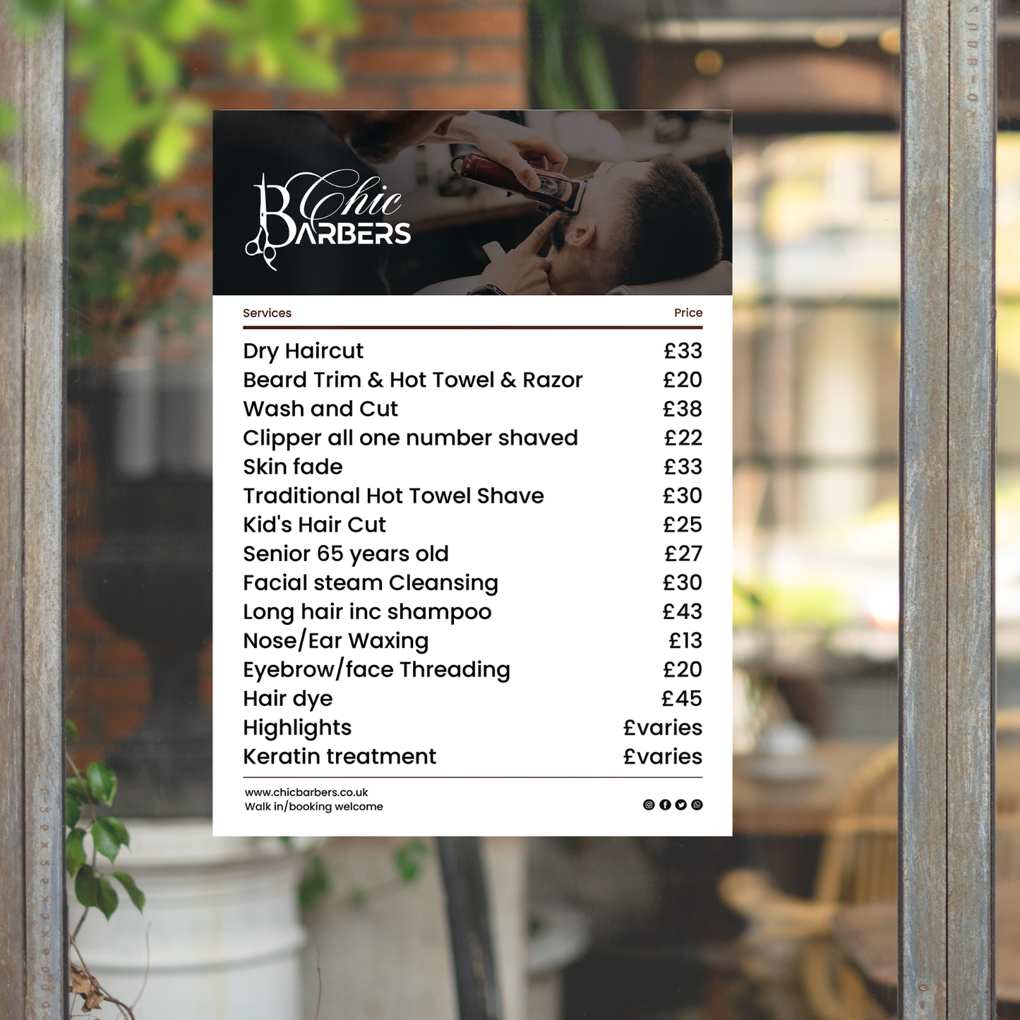 Barber Shop Salon Advertising Board Poster Price List Sign  A5 A4 A3