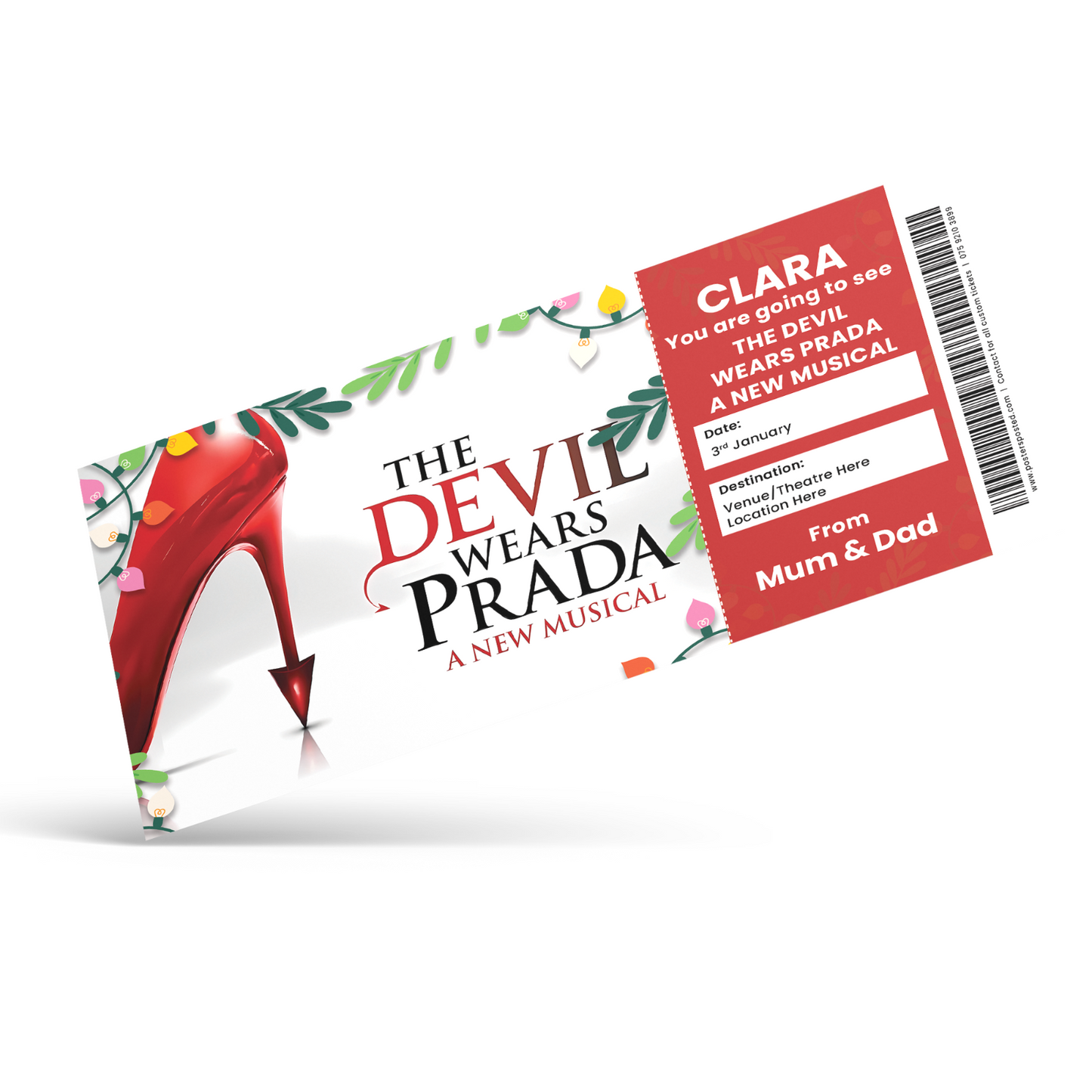 The Devils Wears Prada Personalised Ticket Birthday Christmas present Xmas Gift