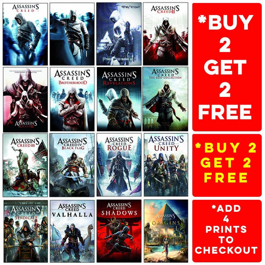 Assassins Creed Game Poster Ubisoft Print Art HD Cover Wall Home Decor A5 A4 A3