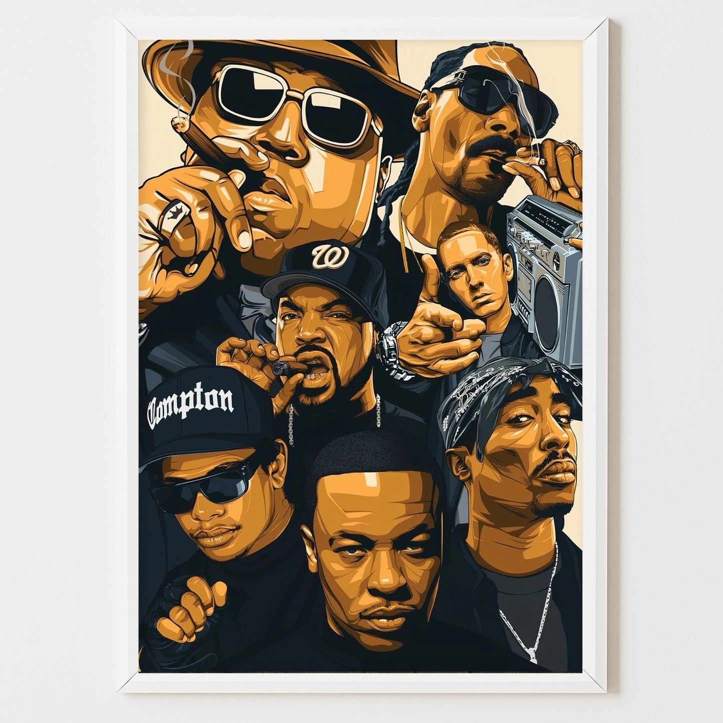 Rap Legends Music Collage Wall Art Poster Gift Print Tupac, Eminem, Biggie Print