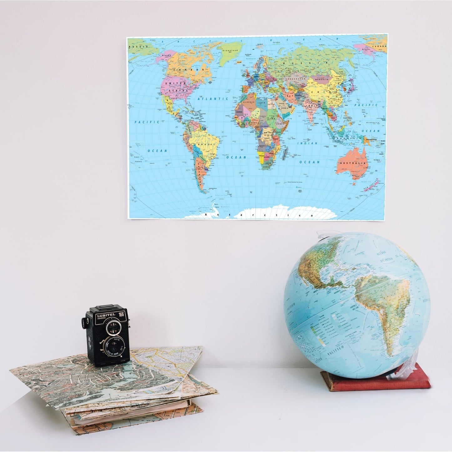 World Map Detailed Educational Geography Poster Art Map poster A5 A4 A3