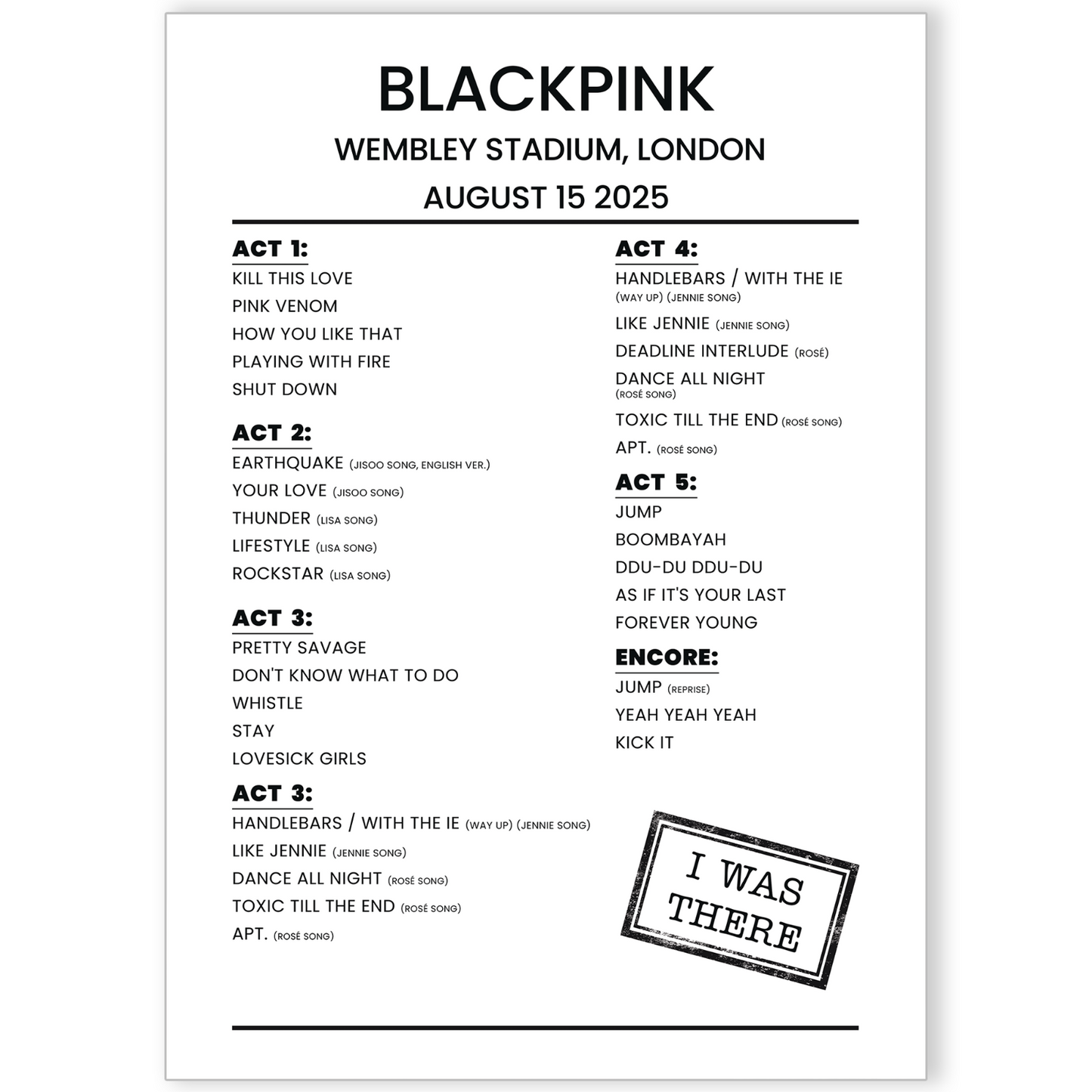 BLACKPINK live band music show 2025 TOUR Setlist concert For Blackpink Fans