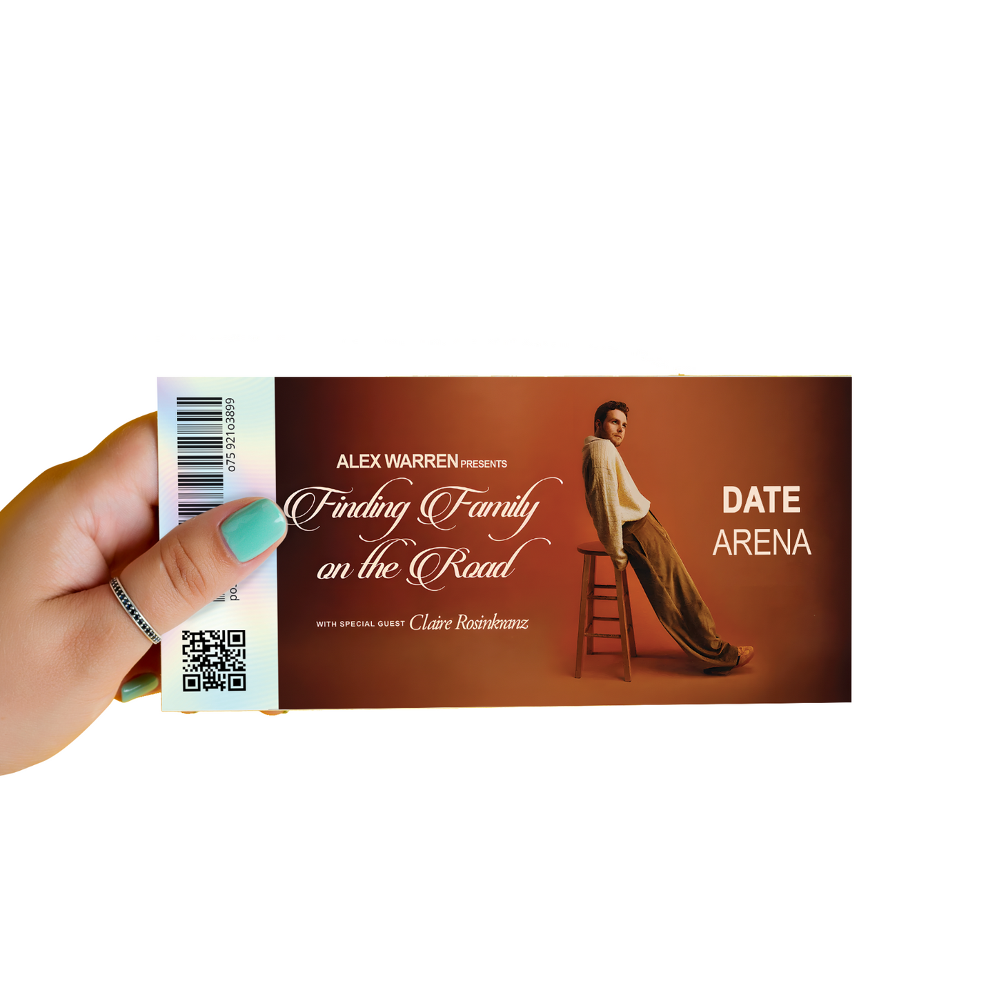 Alex Warren Finding Family on the Road Ticket  Keepsake Mock Ticket Gift Reveal