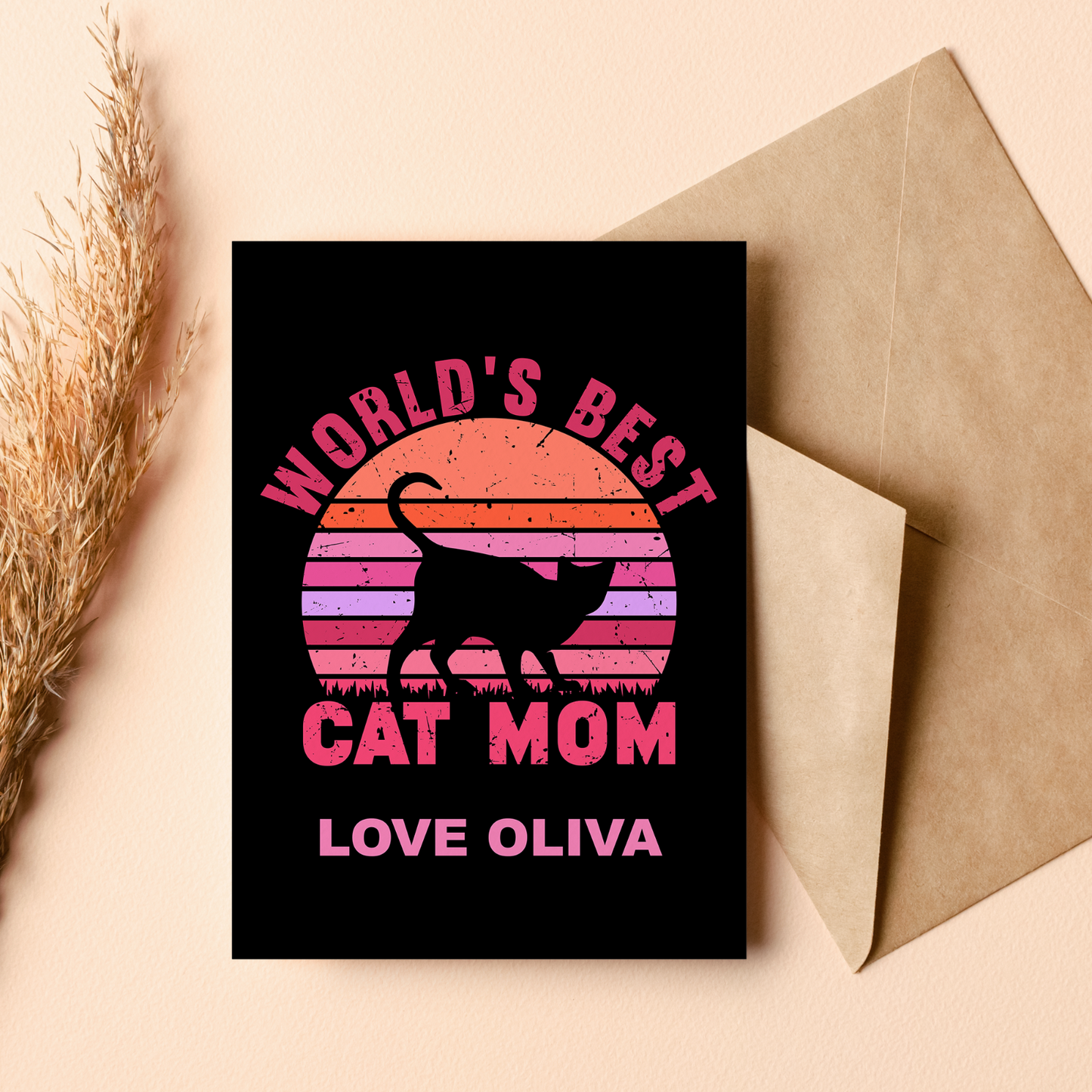 Mothers Day Card Personalised Gift For Cat Mum Best Cat Mummy Mother's Card