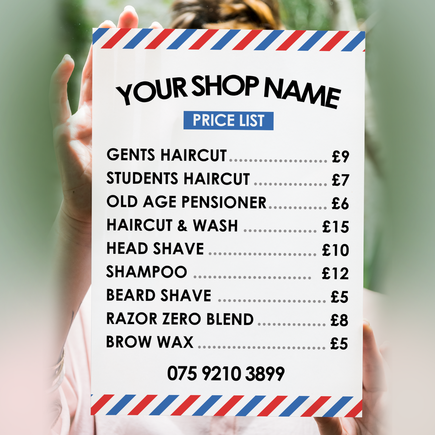 Barber Shop Price List Poster Sign - Salon Advertising Price List A5-A3