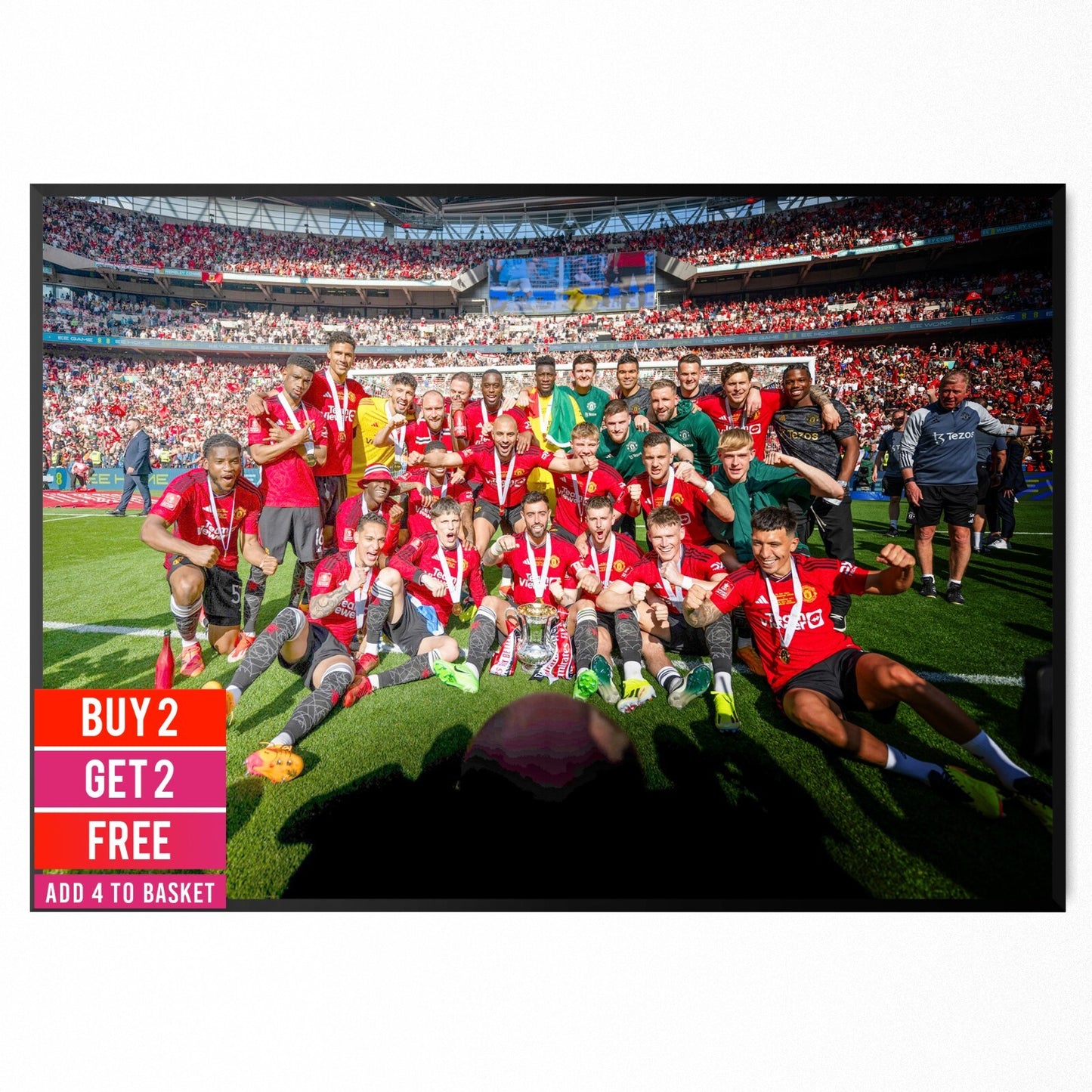 MANCHESTER UNITED FA CUP WINNERS POSTER A5 A4 A3 SIZE BUY 2 GET 2 FREE FOOTBALL