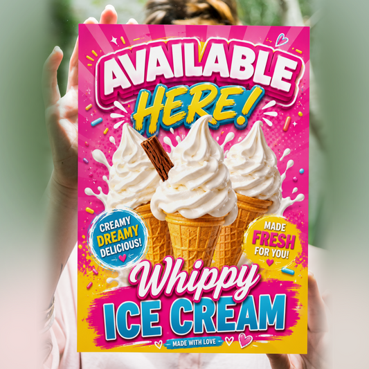 Mr Whippy Ice Cream Sold Here Poster Print window Wall Decal Sign A5 A4 A3 A2 A1