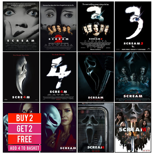 Scream Poster Print Horror Movie Courteney Cox, Neve Campbell Prints 1996 - 2023