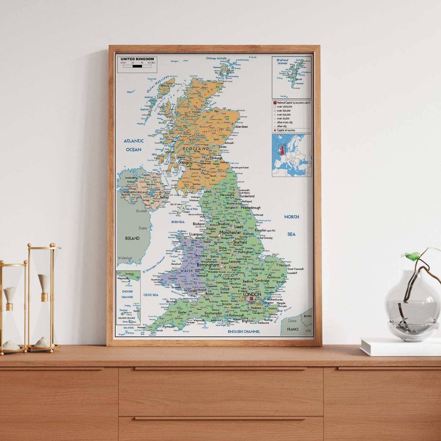 UK Countries Map Educational Wall Chart Poster Print | A5 A4 A3 A2 A1 |
