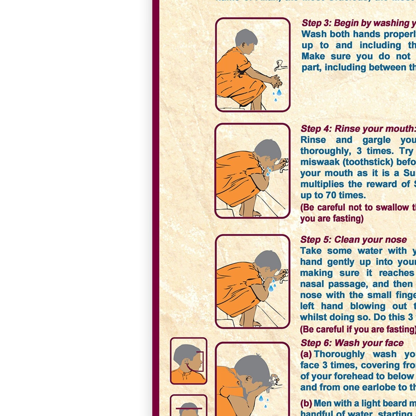 Performing Wudhu Islamic Religious Education Poster Print - A5 A4 A3 - POSTER