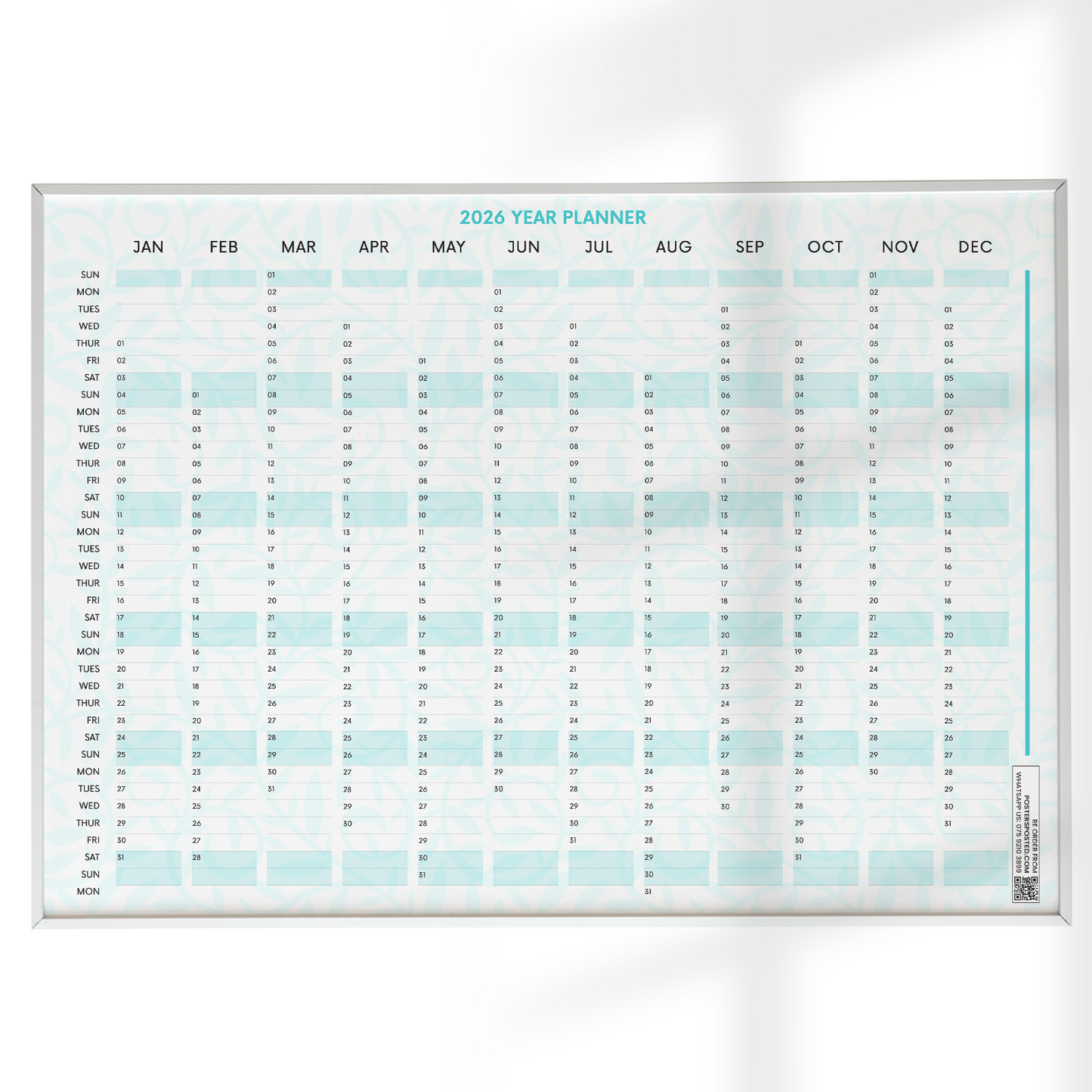 2026 Wall Planner Year Calendar Planner Holidays Birthdays New Years A5 A4 A3