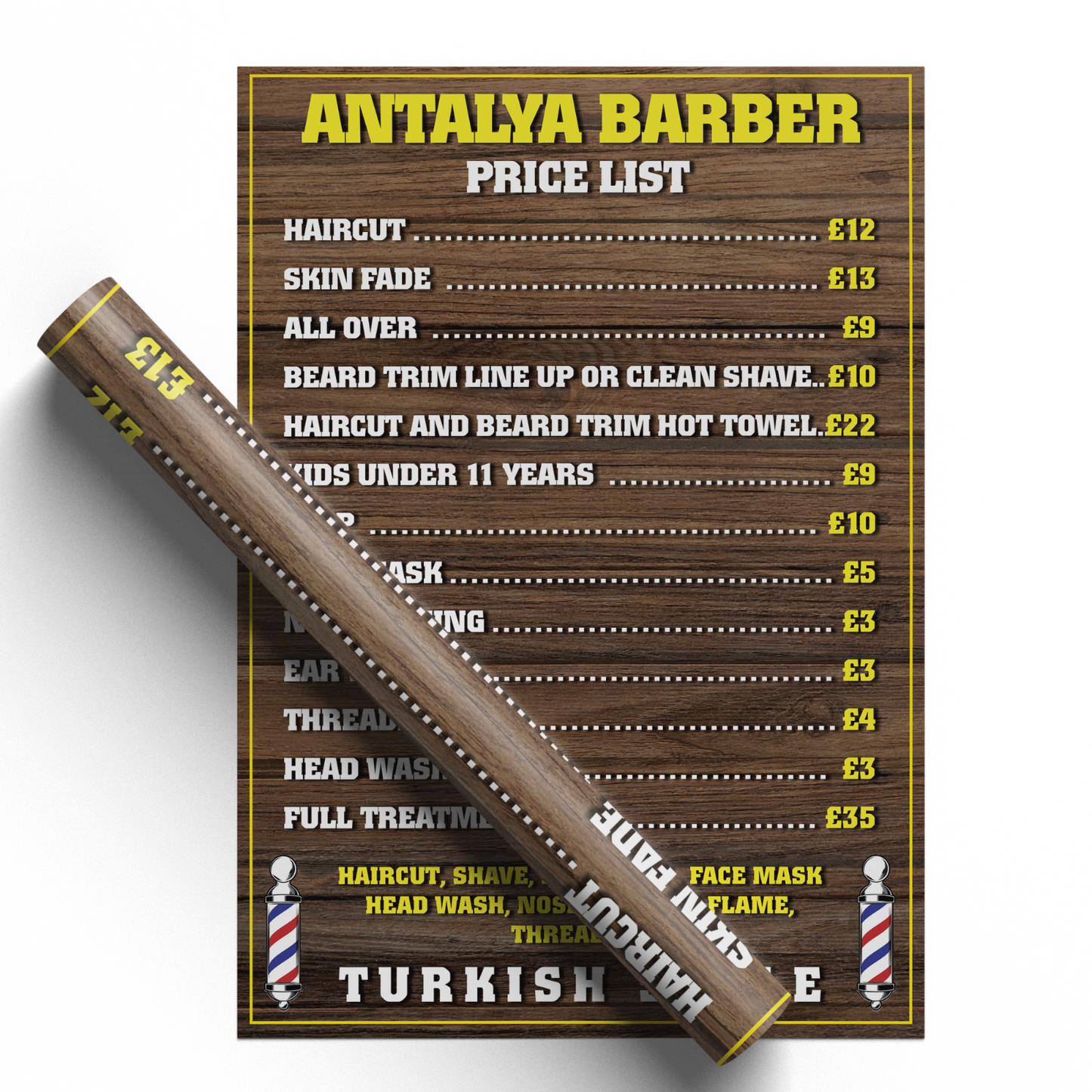 Barber Shop Price List Advertising Salon Sign Poster Indoor Vinyl Sticker A5-A3