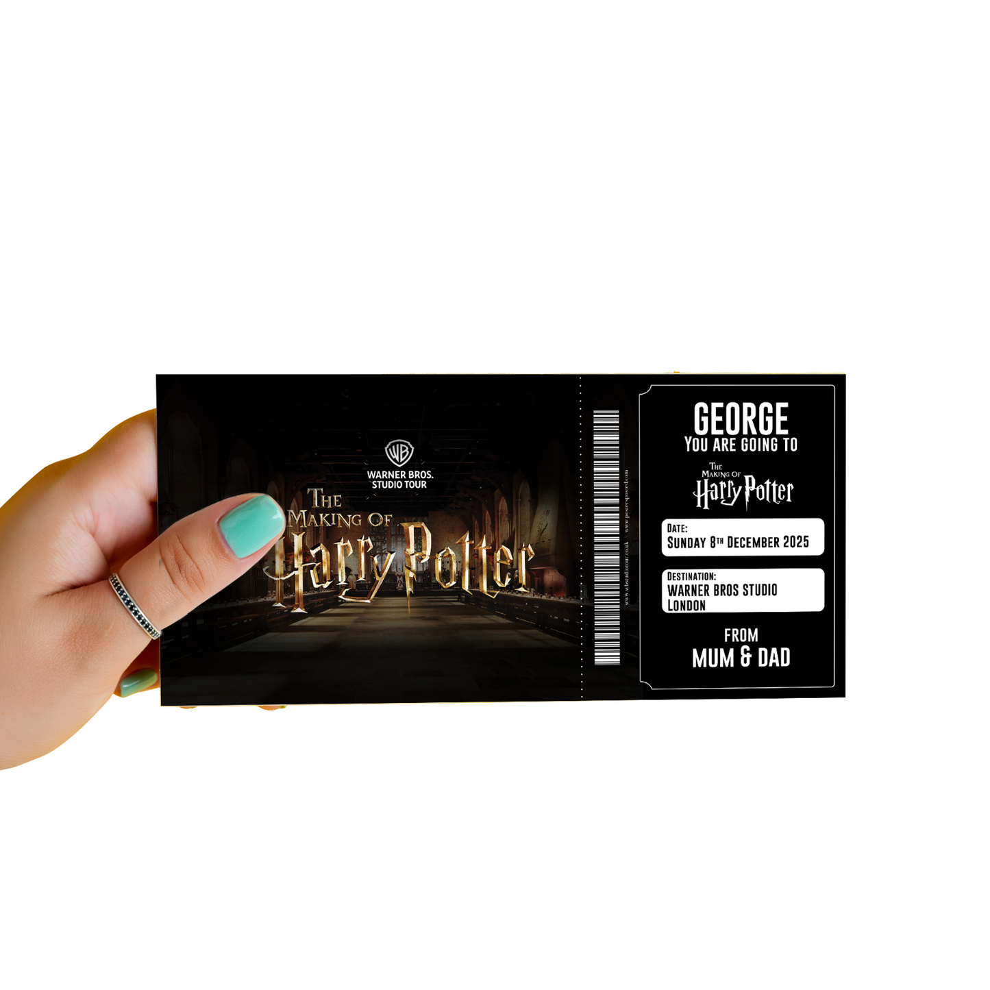 Harry Potter Studio Tour Ticket Surprise Voucher Personalised Birthday Gift Idea