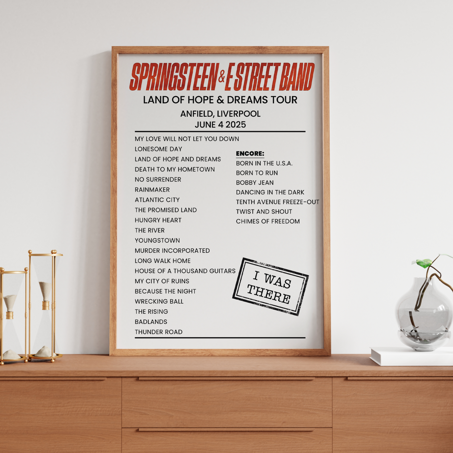 Bruce Springsteen 2025 Liverpool Setlist Poster Anfield Live UK Arena Tour A5-A3