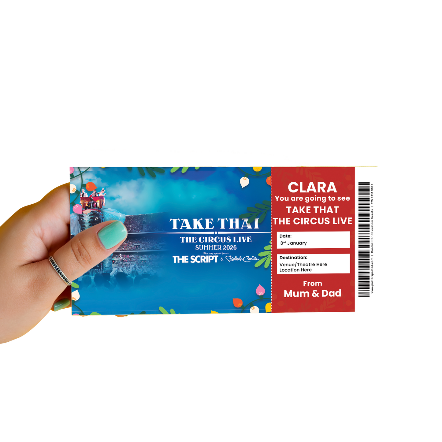 Take That Mock Ticket The Circus Tour 2026 Personalised Gift Christmas Xmas Card