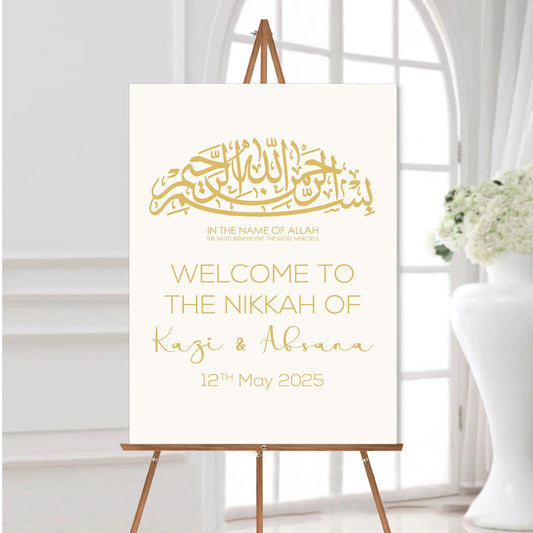 Nikkah Wedding Welcome Sign Personalised Islamic Nikkah Poster A5-A3 Sign