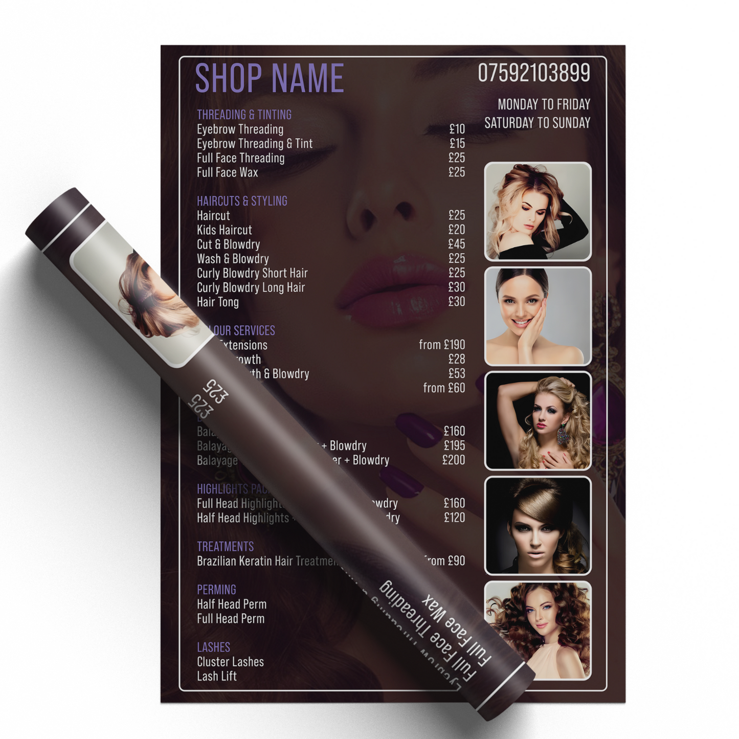 Salon Price List Poster Personalised Nail Spa Hairdresser Makeup A5-A3