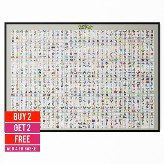 Pokemon Full Pokedex 1-816 Gen 1 To Gen 8 Poster Art Print A5 A4 A3