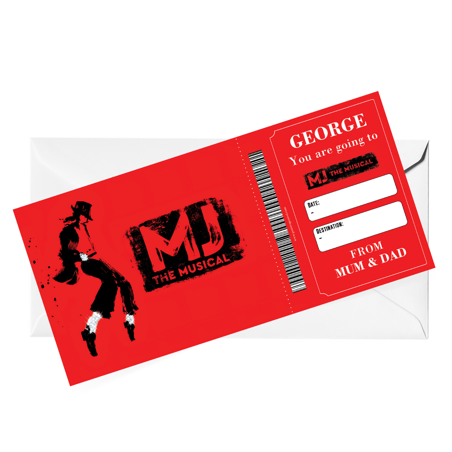 MJ The Musical Theatre Ticket Personalised Gift Reveal Custom Keepsake Gift