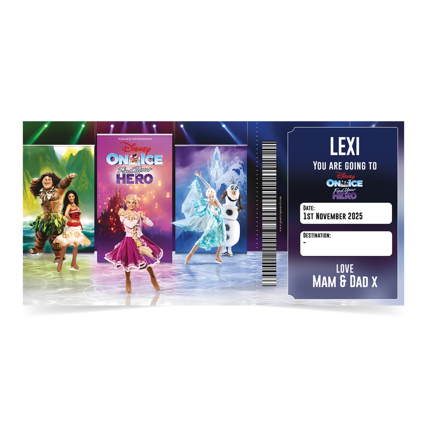 Disney On Ice Find Your Hero Christmas Ticket Personalised Gift Keepsake Ticket