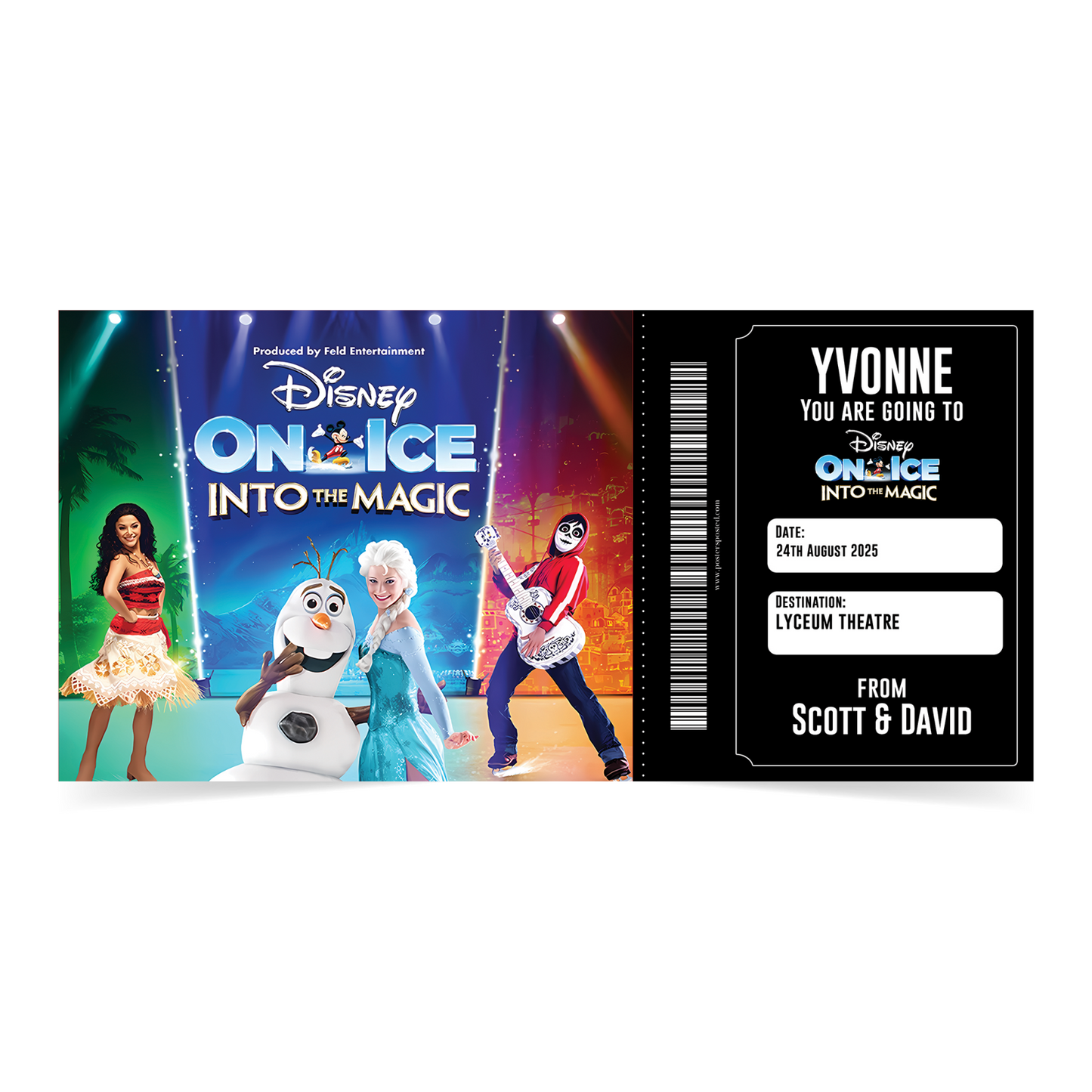 Disney On Ice Theatre Ticket Into The Magic Musical Gift Surprise Personalised