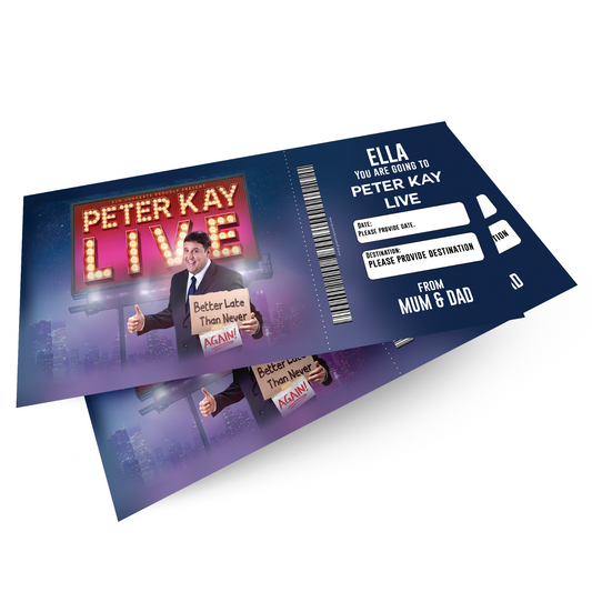 PETER KAY LIVE Ticket Personalised Gift Birthday Souvenir Christmas Keepsake