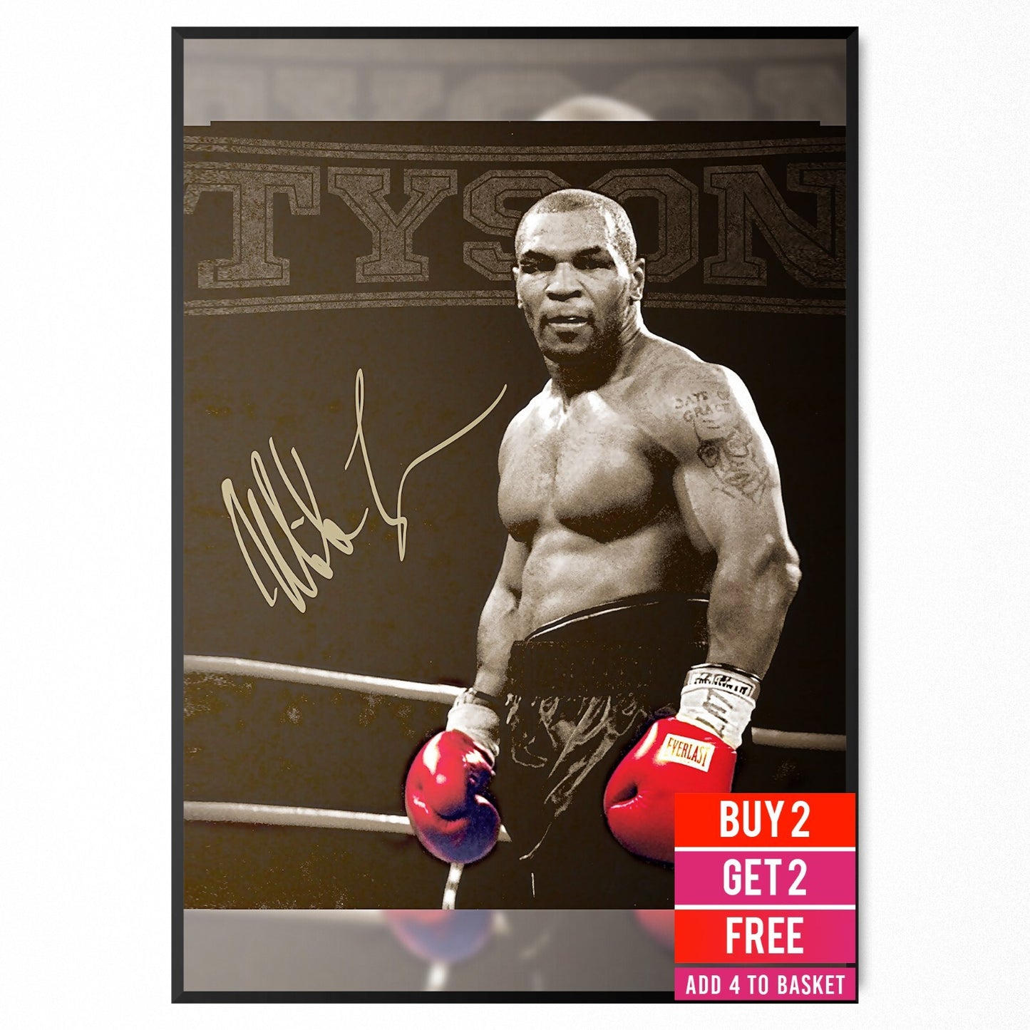 Mike Tyson Boxing Legend Signed Sports Wall Art Picture A4 Poster Print