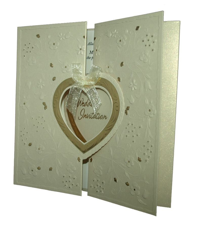 Personalised Wedding Card Handmade Ivory Gatefold Heart Invitation Card