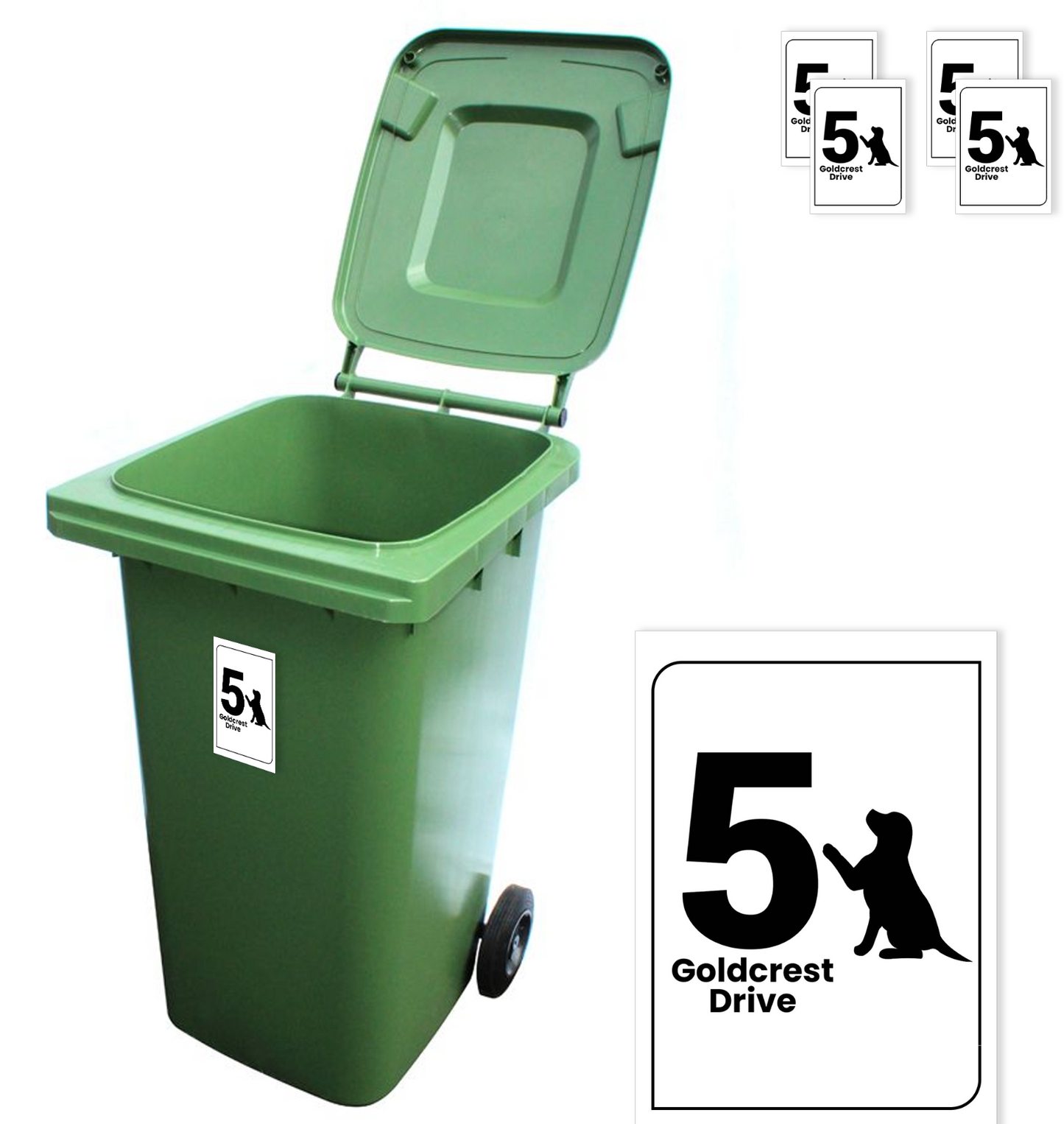 Wheelie Bin Stickers House Numbers for Bins Personalised Address Number Set of 4